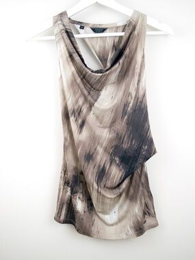 Guess Drape Neck Racer Back Sleeveless Top Marble Print Size XS